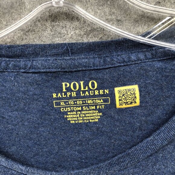 Polo Ralph Lauren Classic Slim Fit T Shirt Mens XL Blue Short Sleeve Pony Logo - Picture 5 of 9